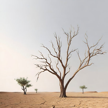 The Thirst of the Earth. The Increasing Danger of Global Warming and Drought. The Reality of Climate Change. Rising Dangers with Global Warming and Drought.の素材