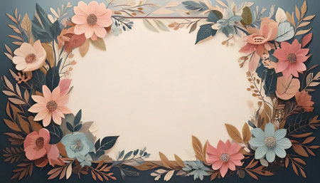 Breathtaking Beauty of Spring. Special Occasion Floral Template. Pastel Colors and Blank Space Floral Frame. Perfect Design for Invitations, Special Occasions and Celebrations.の素材
