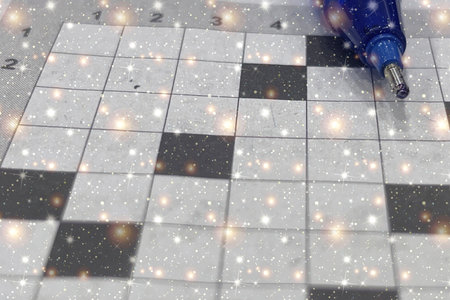 Sparkling Crossword Puzzle. A magical close-up of a crossword grid with a pencil. Perfect for themes...
