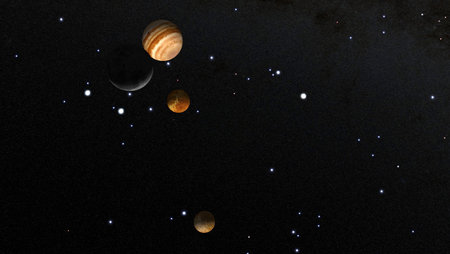 Planets and stars in outer space showing the beauty of space exploration.の素材