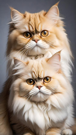 Persian cats on a gray background. Close-up portrait.の素材