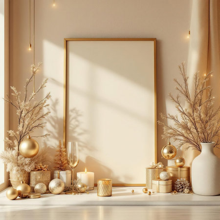 Mock up poster frame in modern interior background, 3d renderの素材