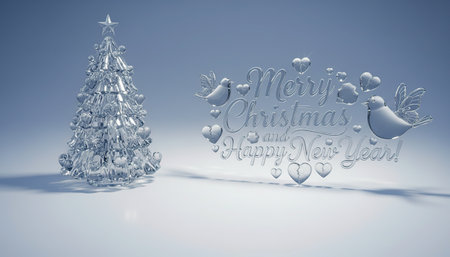 Merry Christmas and Happy New Year greeting card. 3D renderingの素材