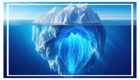 Iceberg in the ocean. 3D illustration. Square frame.の素材