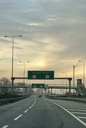 Istanbul, Turkey, February 8, 2026. The Eurasia Tunnel, a high-tech tunnel connecting the European and Asian sides of Istanbul under the Sea of Marmara.のeditorial素材