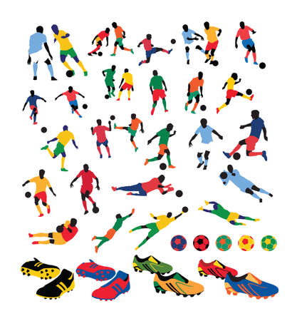 variety of soccer players silhouettesのイラスト素材