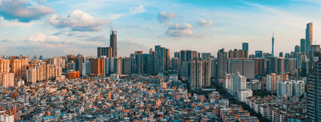 View of buildings and skyscrapers in Guangzhou, Chinaのeditorial素材