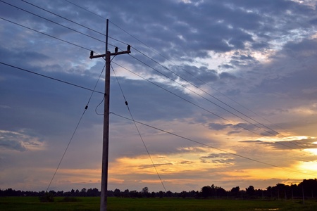 Electrical Pole at Dawnの写真素材