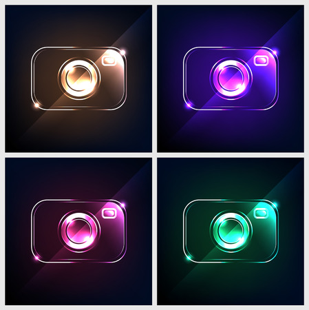 camera icon, four colorのイラスト素材