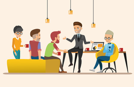 Business meeting. Teamwork shared working. Vector design set 3のイラスト素材