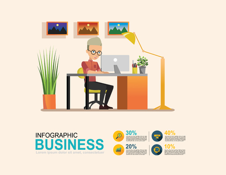 infographic business man workingのイラスト素材