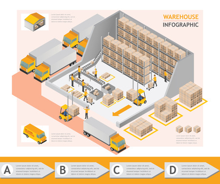isometric info graphic warehouse vector designのイラスト素材