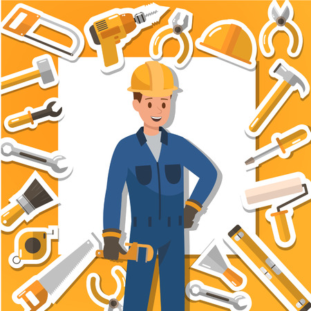 Craftsman working and construction tools. Icon design. no2のイラスト素材