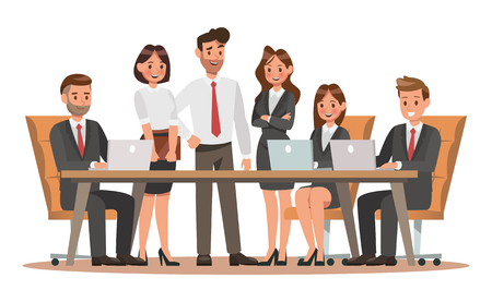 Set of business characters working in office. Vector illustration designのイラスト素材