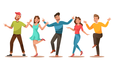 Happy teens character design. Teens dancing vector. no2のイラスト素材