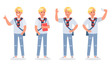Vector set of students young man character design. no3のイラスト素材