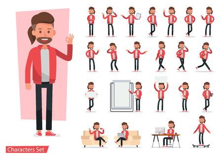 Set of office man worker character vector design.no20のイラスト素材