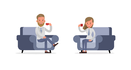 Set of Businessman and Businesswoman character vector design. Presentation in various action with emotions and working. no26のイラスト素材