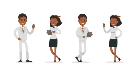 Set of Businessman and Businesswoman character vector design. Presentation in various action with emotions and working. no30のイラスト素材