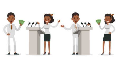 Set of Businessman and Businesswoman character vector design. Presentation in various action with emotions and working. no36のイラスト素材