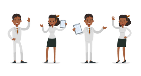 Set of Businessman and Businesswoman character vector design. Presentation in various action with emotions and working. no42のイラスト素材