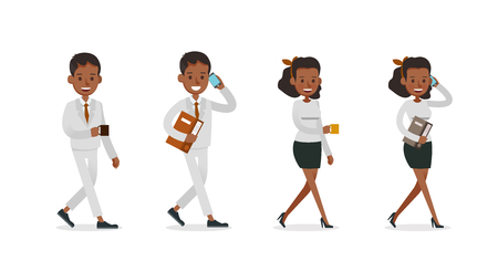 Set of Businessman and Businesswoman character vector design. Presentation in various action with emotions and working. no43のイラスト素材