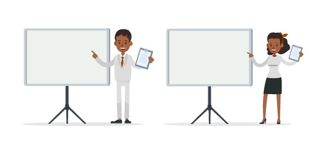 Set of Businessman and Businesswoman character vector design. Presentation in various action with emotions and working. no47のイラスト素材