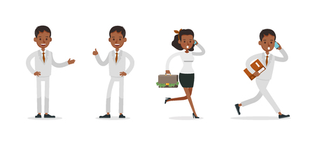 Set of Businessman and Businesswoman character vector design. Presentation in various action with emotions and working. no59のイラスト素材