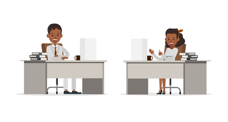 Set of Businessman and Businesswoman character vector design. Presentation in various action with emotions and working. no61のイラスト素材