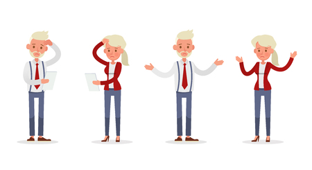 Set of Businessman and Businesswoman character vector design. Presentation in various action with emotions and working. no66のイラスト素材