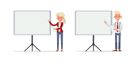 Set of Businessman and Businesswoman character vector design. Presentation in various action with emotions and working. no70のイラスト素材