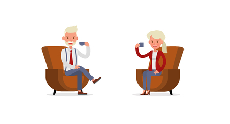 Set of Businessman and Businesswoman character vector design. Presentation in various action with emotions and working. no72のイラスト素材
