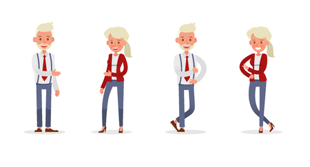 Set of Businessman and Businesswoman character vector design. Presentation in various action with emotions and working. no78のイラスト素材