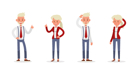 Set of Businessman and Businesswoman character vector design. Presentation in various action with emotions and working. no80のイラスト素材