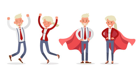 Set of Businessman and Businesswoman character vector design. Presentation in various action with emotions and working. no88のイラスト素材