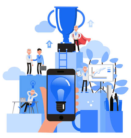 Business people character vector design. Business people success with idea concept.のイラスト素材