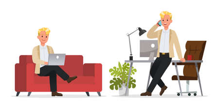 Businessman working character vector design no5のイラスト素材