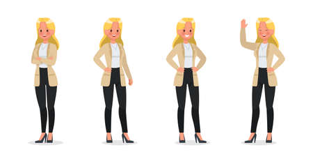 Businesswoman working character vector designのイラスト素材