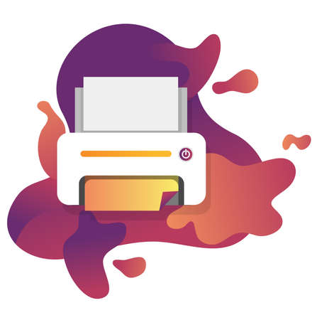 Icon flat printer with fluid shapes background vector design. For presentation, poster, infographic and web banner.のイラスト素材