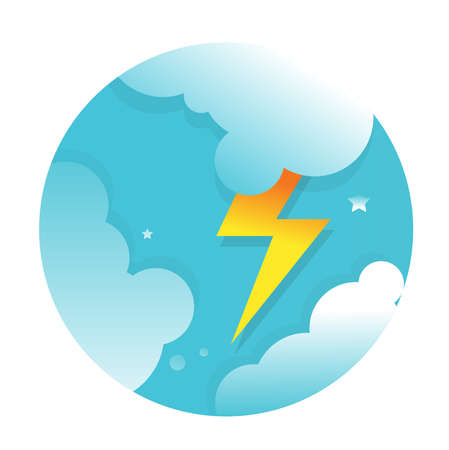 Lightning and cloud icon flat vector designのイラスト素材