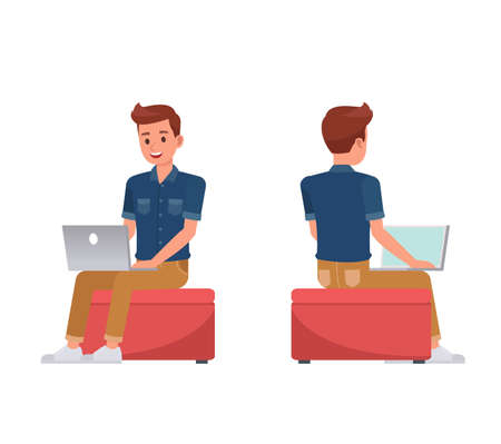 Man wear blue jeans shirt character vector design. no7のイラスト素材