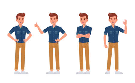 Man wear blue jeans shirt character vector design. no5のイラスト素材