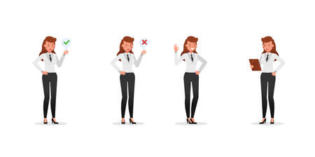 Business Woman showing different gestures character vector design.のイラスト素材
