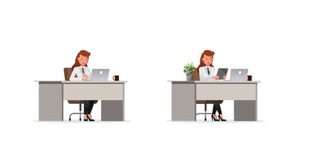 Business Woman showing different gestures character vector design.のイラスト素材