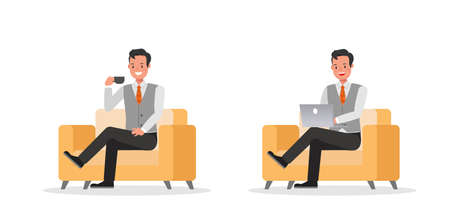 Businessman working character vector design no18のイラスト素材