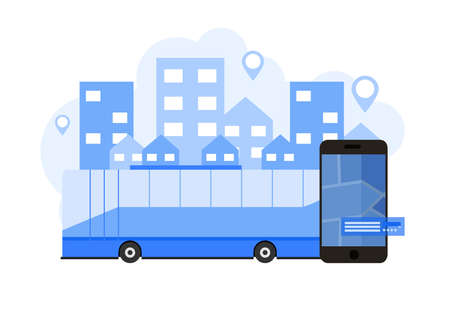 City bus tour public transport. Mobile transportation vector illustration concept.のイラスト素材