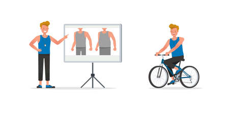 Fitness trainer character vector design. Man dressed in sports clothes. no6のイラスト素材