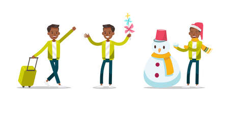 Teen boy lifestyle character vector designのイラスト素材