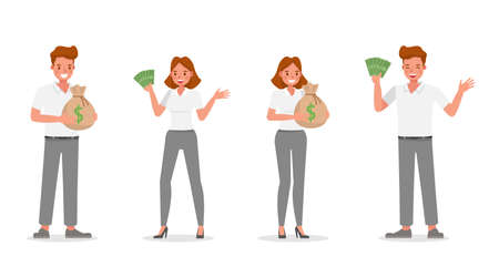 business people working in office character vector design.のイラスト素材