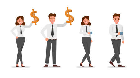 business people working in office character vector design.のイラスト素材